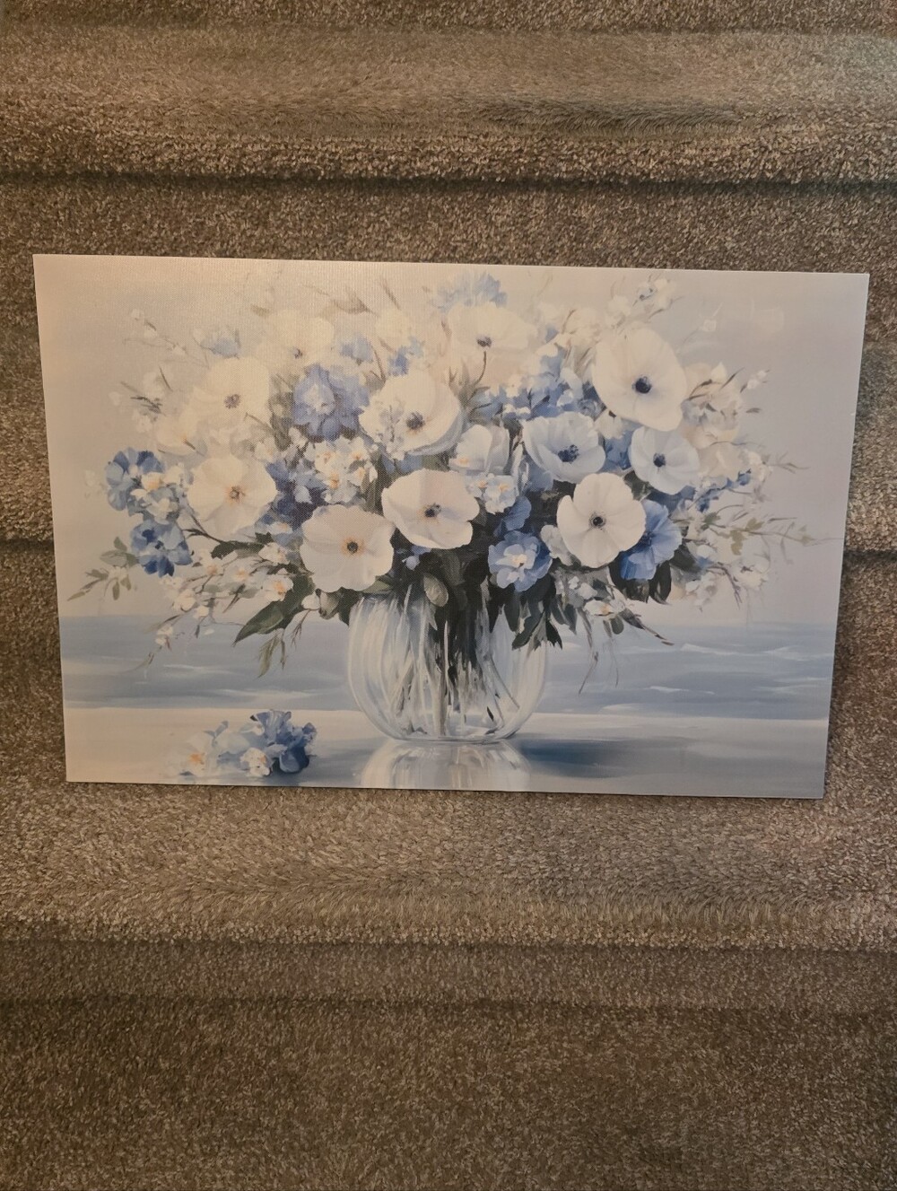 Floral Blue and White Canvas Wall Art - Home Decor Home Goods